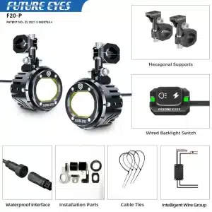 F20P MOTORCYCLE AUXILIARY SPOTLIGHT ( LIGHTING: WHITE+WHITE + DRL: BLUE )